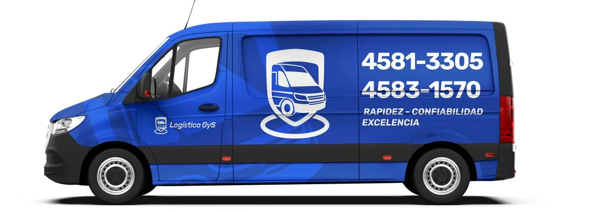 Camioneta de Logística GyS con el teléfono 11 6173-2305